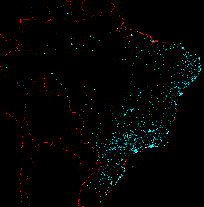 foto de satlite mostrando a poluio luminosa vista do espao